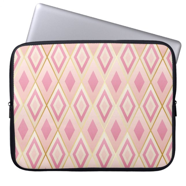 Housse Pour Ordinateur Portable Formes rhombus rose géométrique sans coutures moti (Devant)