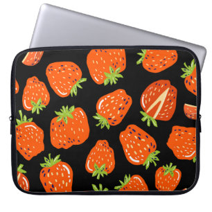 Housse Pour Ordinateur Portable Fraises Noir : Texture Vintage sans fil
