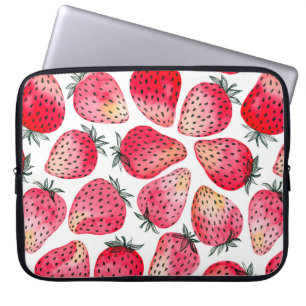 Housse Pour Ordinateur Portable Fraises peintes à l'aquarelle et à l'encre
