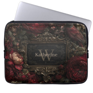 Housse Pour Ordinateur Portable Frame victorien gothique aux roses rouges foncées
