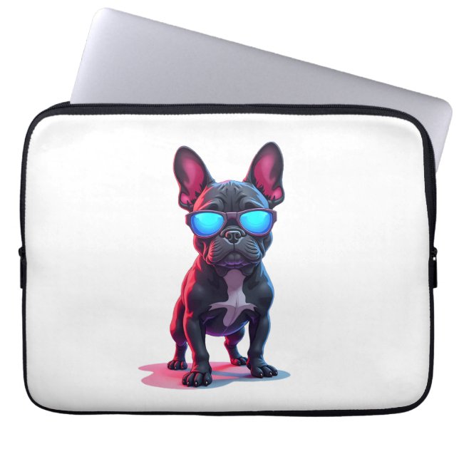 Housse Pour Ordinateur Portable French Bulldog SciFi avec lunettes de soleil Cool (Devant)