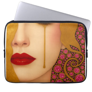Housse Pour Ordinateur Portable Freya's heartache golden tears in pink motif