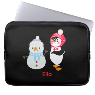 Housse Pour Ordinateur Portable Frosty le bonhomme de neige et le pingouin