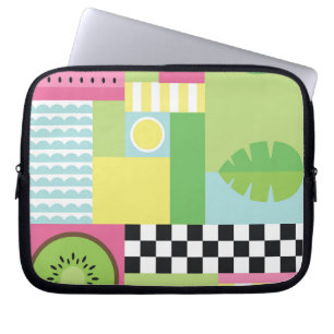 Housse Pour Ordinateur Portable Fruit d'été coloré rose vert vert mosaïque jaune