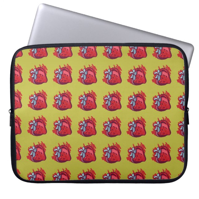 Housse Pour Ordinateur Portable Fruit Motif fraises sur or Electrinique (Devant)