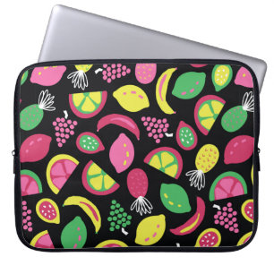 Housse Pour Ordinateur Portable Fruit transparent vintage motif noir vert jaune