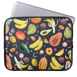 Housse Pour Ordinateur Portable Fruits tropicaux : Aquarelle Motif Multifruit.