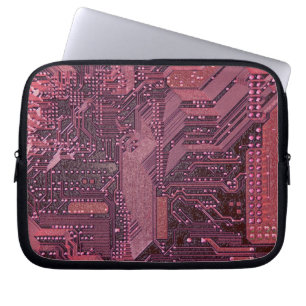 Housse Pour Ordinateur Portable Fuchsia Cyber Circuit Board Tech Art Electronique