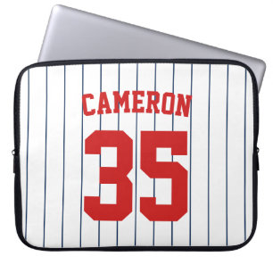 Housse Pour Ordinateur Portable Fully Editable Colors Baseball Jersey Stripes Name