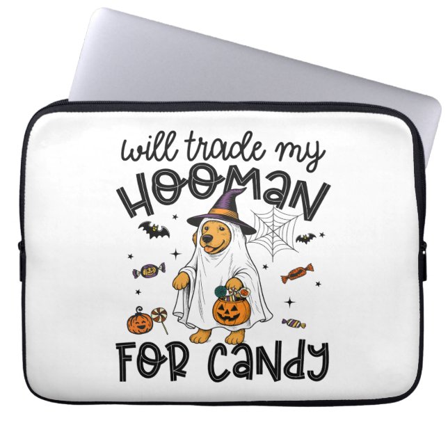Housse Pour Ordinateur Portable Funky Golden Dog Halloween Ghost Éffrayant (Devant)