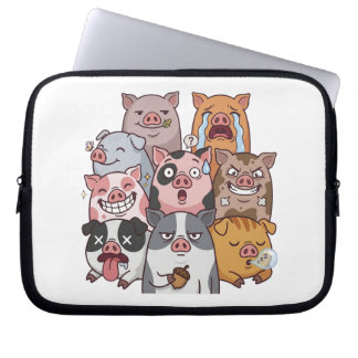 Housse Pour Ordinateur Portable Funny Pig Mood Squad Cartoon