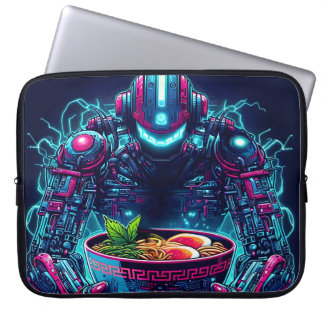 Housse Pour Ordinateur Portable Futuristic Cyberpunk Robot Neon Food Ramen