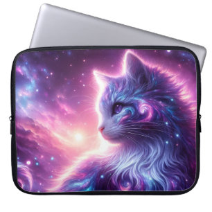 Housse Pour Ordinateur Portable Galaxie Cosmique Féline Mystique Céleste