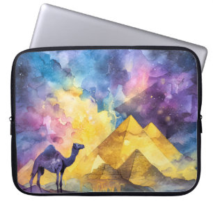 Housse Pour Ordinateur Portable Galaxie du désert à l'aquarelle Chameau Pyramide V