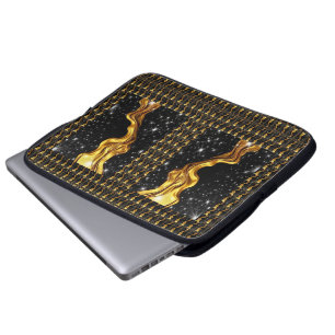 Housse Pour Ordinateur Portable Galaxie Opulente Flux Or Liquide Noir Monochrome