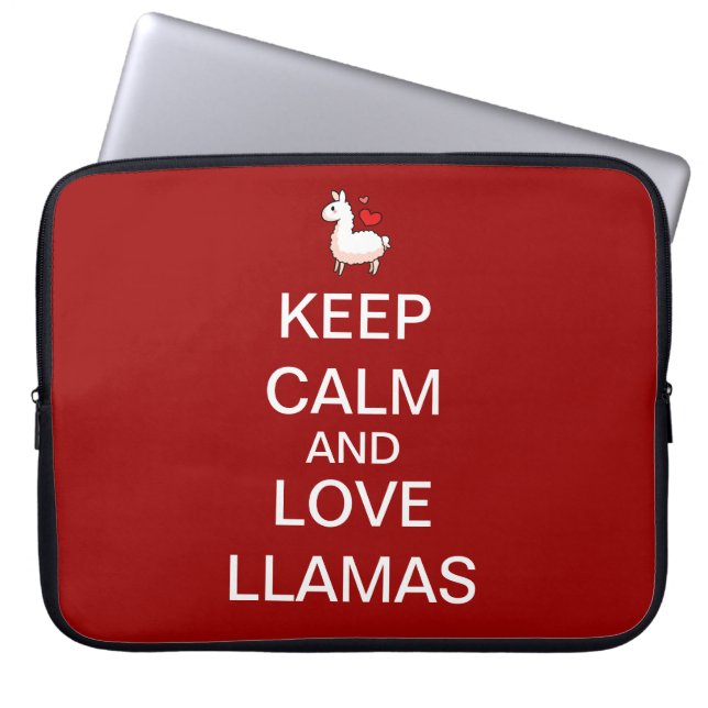 Housse Pour Ordinateur Portable Gardez le calme et aimez les lamas (Devant)