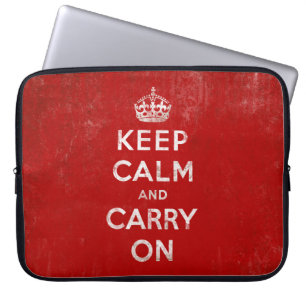 Housse Pour Ordinateur Portable Gardez le calme et continuez, rouge et blanc