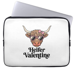Housse Pour Ordinateur Portable Génisse Valentine Highland Cow Design Vintage_1