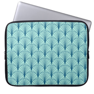 Housse Pour Ordinateur Portable Géométrie Vert Mer : Motif ventilateur.