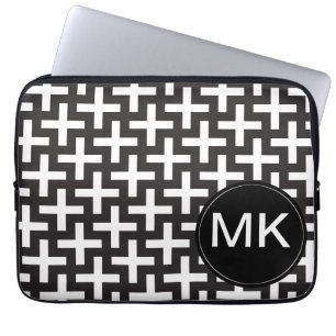 Housse Pour Ordinateur Portable Géométrique noir et blanc