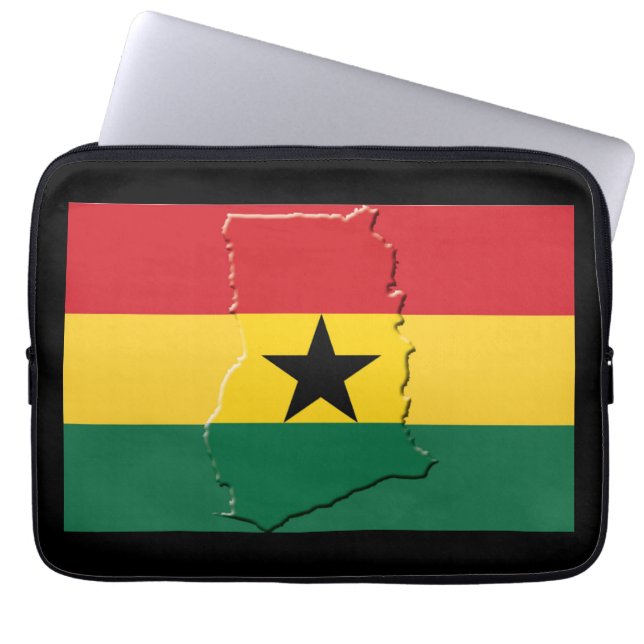 Housse Pour Ordinateur Portable GHANA Drapeau Carte Ordinateur Patriotique NOIR (Devant)