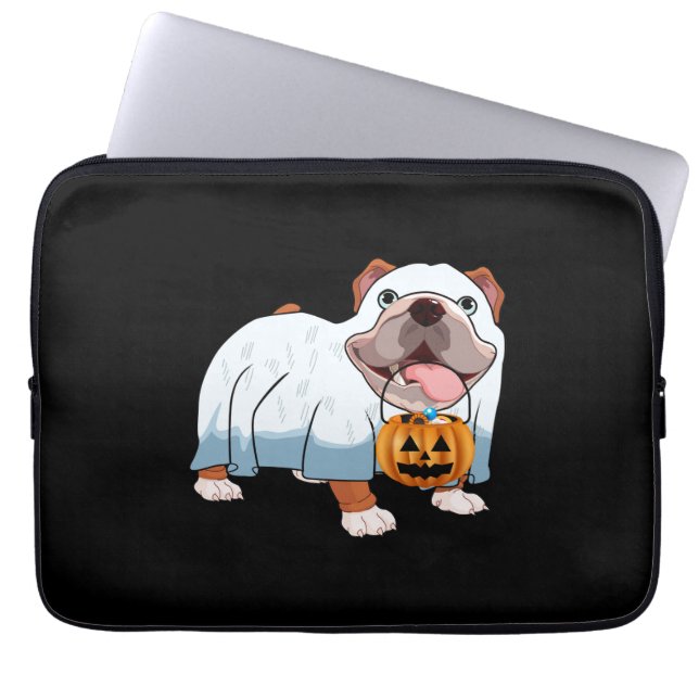 Housse Pour Ordinateur Portable Ghost Bulldog Halloween Dog (Devant)