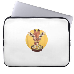 Housse Pour Ordinateur Portable Giraffe Avec Popcorn Cartoon Humour animal