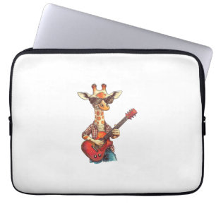 Housse Pour Ordinateur Portable Giraffe Portant des lunettes de soleil Jouer Guita