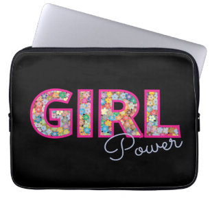 Housse Pour Ordinateur Portable Girl Power   Cadeaux floraux colorés et girly pour