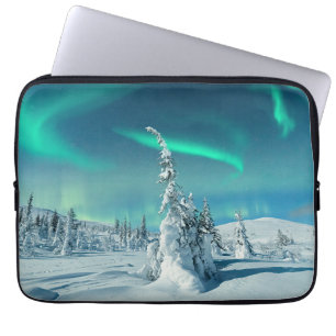 Housse Pour Ordinateur Portable Glace et neige Northern Lights, Laponie, Finland