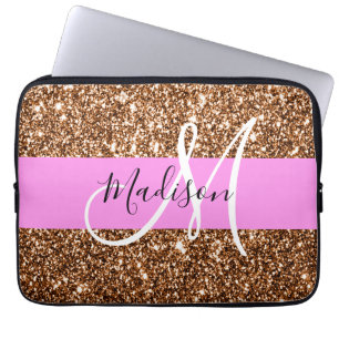 Housse Pour Ordinateur Portable Glam rose et bronze Parties scintillant étincelles