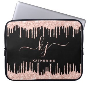 Housse Pour Ordinateur Portable Glam Rose Gold Parties scintillant Drives Monogram