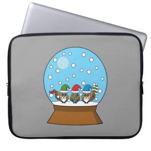 Housse Pour Ordinateur Portable Globe des neiges avec trois Chouettes Gnomes