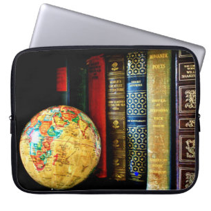 Housse Pour Ordinateur Portable Globe et livres vintages