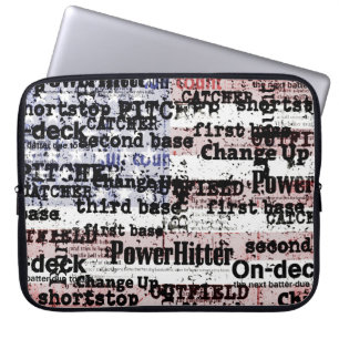 Housse Pour Ordinateur Portable Gloire du baseball Mots du drapeau américain gru