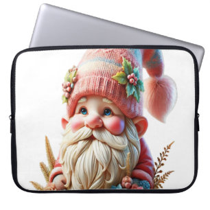 Housse Pour Ordinateur Portable Gnome en fleurs