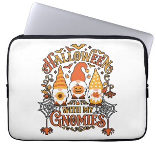 Housse Pour Ordinateur Portable Gnomes d'Halloween Citrouille Toile d'Araignée Cha