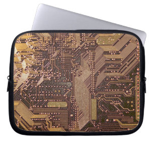 Housse Pour Ordinateur Portable Gold Cyber Circuit Board Tech Art Electronique