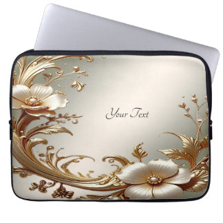 Housse Pour Ordinateur Portable Gold Floral Laptop Sleeve