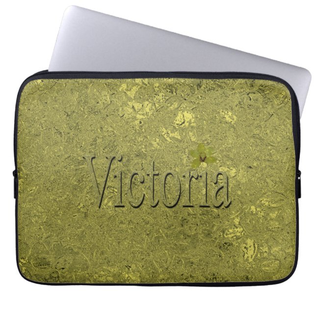 Housse Pour Ordinateur Portable Golden Flecks Victoria Nom Design, (Devant)
