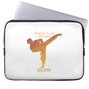 Housse Pour Ordinateur Portable Golden Karate Figure Typographie moderne