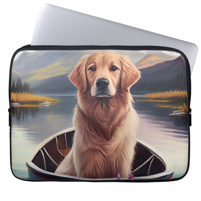 Housse Pour Ordinateur Portable Golden Retriever sur une pagaie : une aventure Pit (Devant)