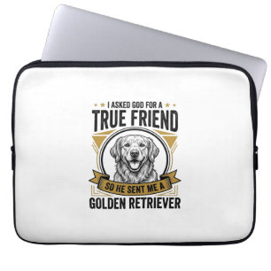 Housse Pour Ordinateur Portable Golden Retriever Vrai Ami Vintage Amateur de Chien