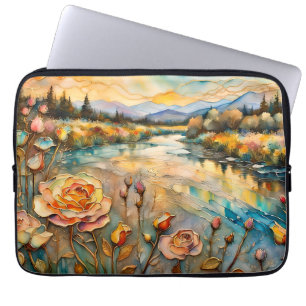 Housse Pour Ordinateur Portable Golden Rose Mountain Valley Sunrise