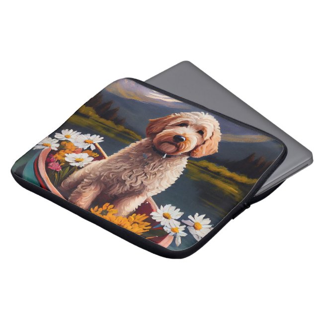 Housse Pour Ordinateur Portable Goldendoodle on a Paddle : Une aventure Pittoresqu (Devant haut)