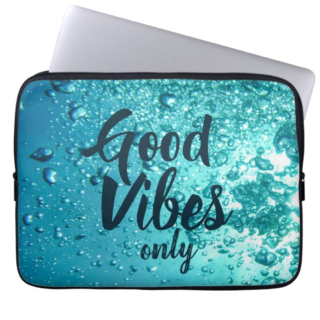 Housse Pour Ordinateur Portable Good Vibes et Cool Blue Water (Devant)
