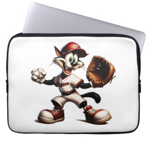 Housse Pour Ordinateur Portable Goofy Cat Baseball Pitcher Monte