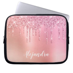 Housse Pour Ordinateur Portable Gorgeous pink rose gold & copper glitter drips