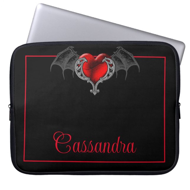 Housse Pour Ordinateur Portable Goth Heart with Bat Wings Personnalisé (Devant)
