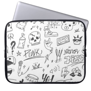 Housse Pour Ordinateur Portable Graffiti Doodles : Punk Music Scribble
